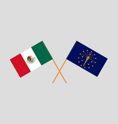 Crossed Flags Of The State Indiana And Mexico