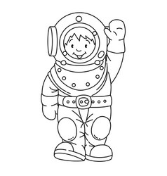 Funny Diver Waving By Hand Kids Coloring Book