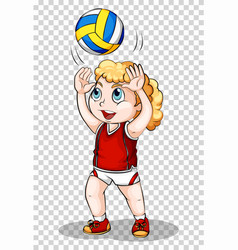 Girl Playing Volleyball On Transparent Background