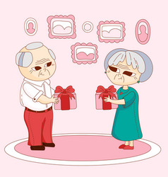 Cartoon Cute With Grandparents Giving