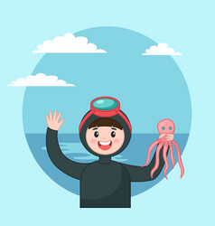 Diver Isolated Icon Portrait In Diving