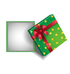 Empty Open Green Gift Box Realistic