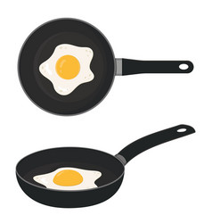 Fried Egg In A Black Frying Pan Color