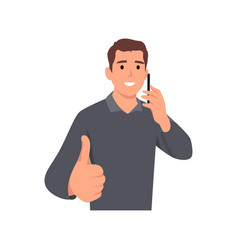 Young Man Giving Thumbs Up While Talking