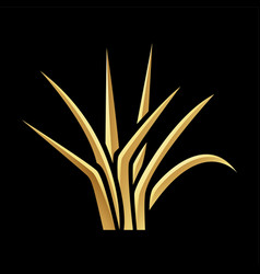 Golden Glossy Grass On A Black Background