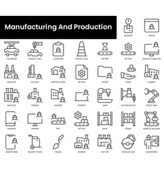 Set Of Outline Manufacturing And Production Icons