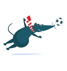 Cartoon Rat Or Mouse Plays Football