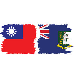 British Virgin Islands And Taiwan Grunge Flags