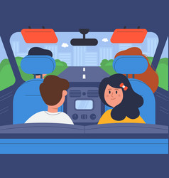 Car Interior With Family Having Roadtrip Inside