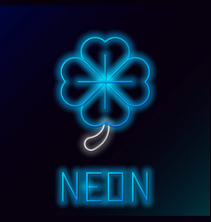 Glowing Neon Line Four Leaf Clover Icon Isolated