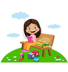 Cute Happy Kids Reading Book