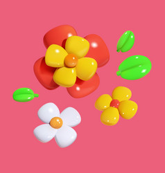 Flowers In Plastic 3d Style Isolated