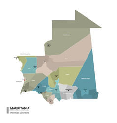 Mauritania Higt Detailed Map With Subdivisions