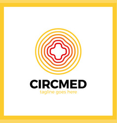 Circle Medical Line Logotype Med Cross In Five