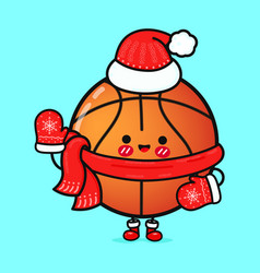 Funny Smiling Happy Basketball And Christmas Hat