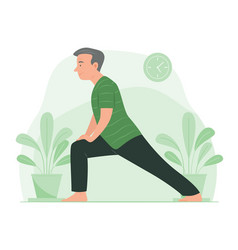 Senior Man Stretching Leg For Yoga Exercise