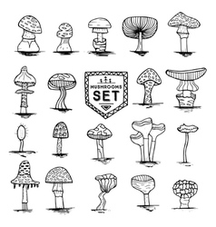 Cute cartoon mushrooms with faces Royalty Free Vector Image