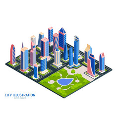 Modern City Isometric Composition