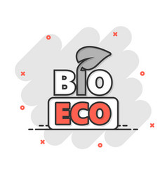 Natural Product Icon In Comic Style Bio Eco Badge