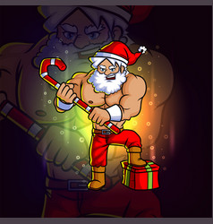 Young Santa With The Gift And Candy Stick Esport