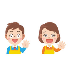 Boy And Girl Are Waving Hands