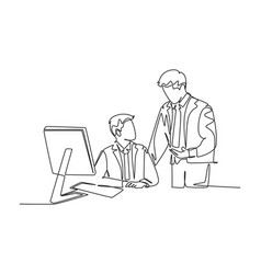 Continuous One Line Drawing Of Young Manager Take