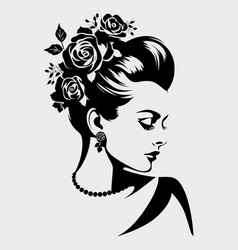 Elegant Lady With Rose Adorned Hair