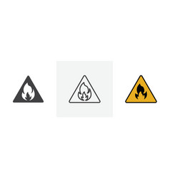 Fire Warning Sign Icon Set Yellow Triangle Alert