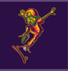 T Shirt Design Zombies Skateboarding In A Jumping