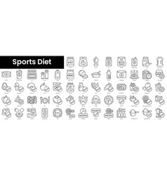 Set Of Outline Sports Diet Icons Minimalist Thin