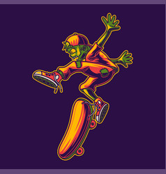 T Shirt Design Side View Of Zombies Skateboarding