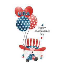 4th Of July Gnome Patriotic Holding Balloons