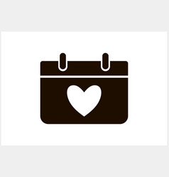 Calendar Love Heart Icon Isolated Stencil Clipart