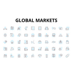 Global Markets Linear Icons Set Trading