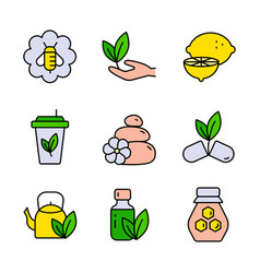 Naturopathy Therapy Color Icons Set