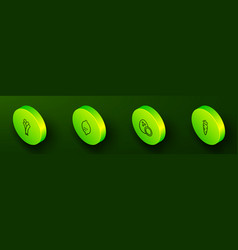 Set Isometric Line Leek Lemon Coconut And Carrot