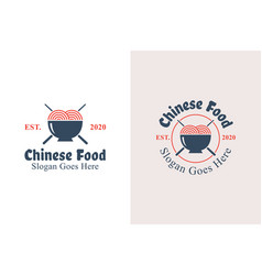 Vintage Retro Chinese Food Logo Design Noodle