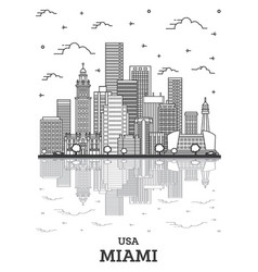 Outline Miami Florida City Skyline With Modern