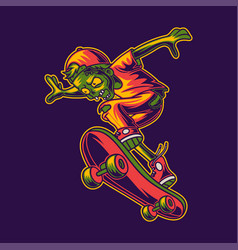 T Shirt Design Zombies Skateboarding Ready To Jump