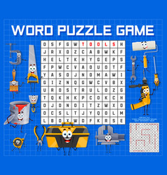 Word Search Puzzle Game Cartoon Repair Work Tools