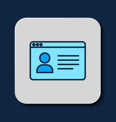 Filled Outline Online Class Icon Isolated On Blue