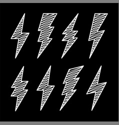 Hatched Lightning Bolt Icons Collection Hand