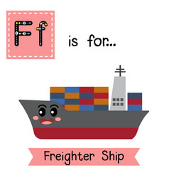 Letter F Tracing Freighter Ship