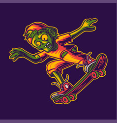 T Shirt Design Zombies Skateboarding With Flying