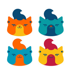 Cat Hipster Face Set Fashionable Hair And Tunnels