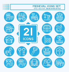 Icon Set Medieval Related To War Era Symbol Blue