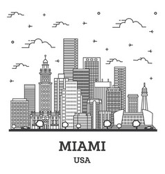 Outline Miami Florida City Skyline With Modern