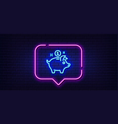 Saving Money Line Icon Piggy Bank Sign Neon