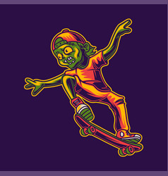 T Shirt Design Zombies Skateboarding In Landing