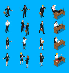 Business People Work Isometric Icons Set